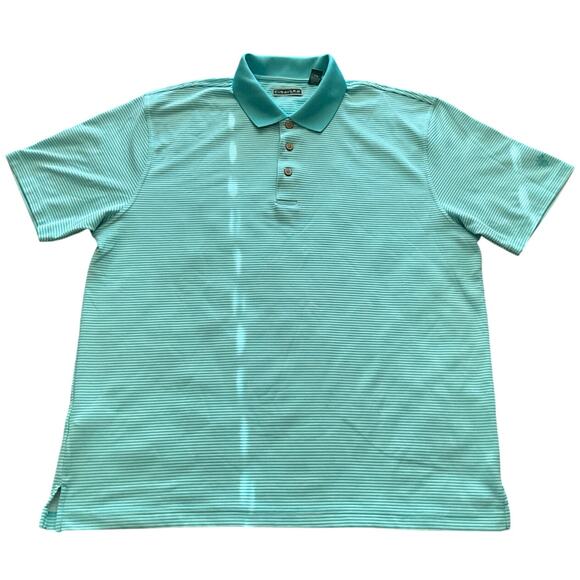 Cubavera Men's XXL Polo Golf Short Sleeve Mint Green Stripe Solid Color Collar - Picture 1 of 10